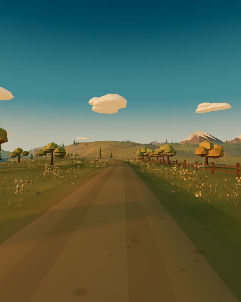 The same junction at sunset: raking golden light, long shadows.