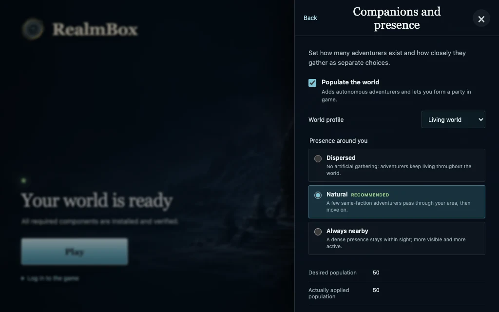 Playerbots population settings in RealmBox