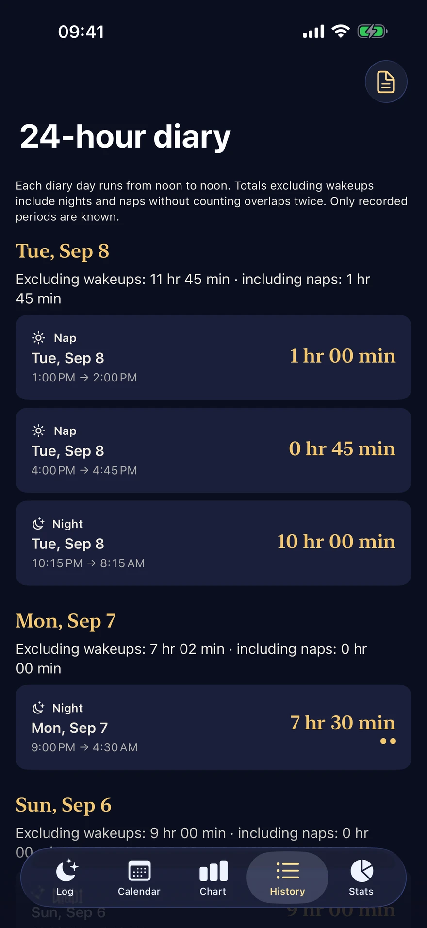 Baby Sleep Journal — Read the diary